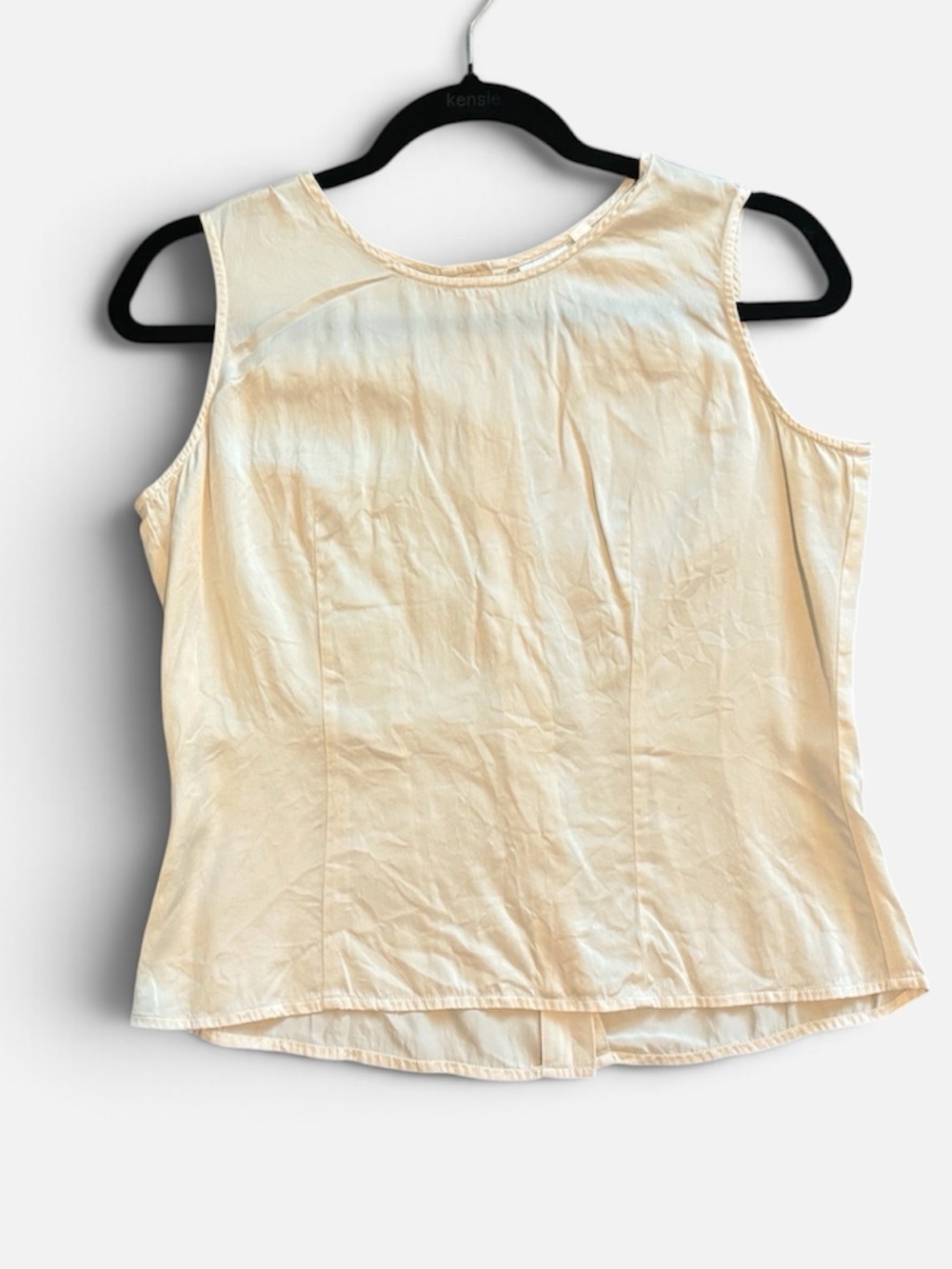 100% Silk Ivory Sleeveless Blouse | Button-Back Minimalist Top | Natural Fiber